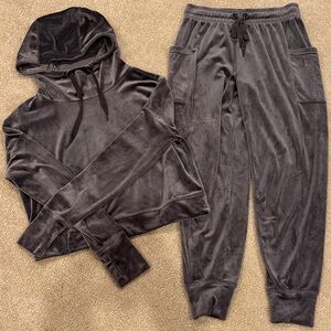 Aerie Offline Velour Hoodie and Jogger Set S. After Party